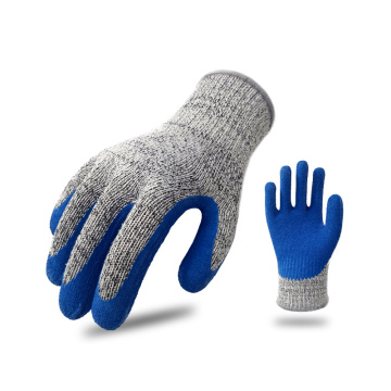 Palm Coated A3 Cut Resistant Safety Work Gloves HPPE Glass Shell Wrinkle Latex Cotton Knit 10G Anti-cut